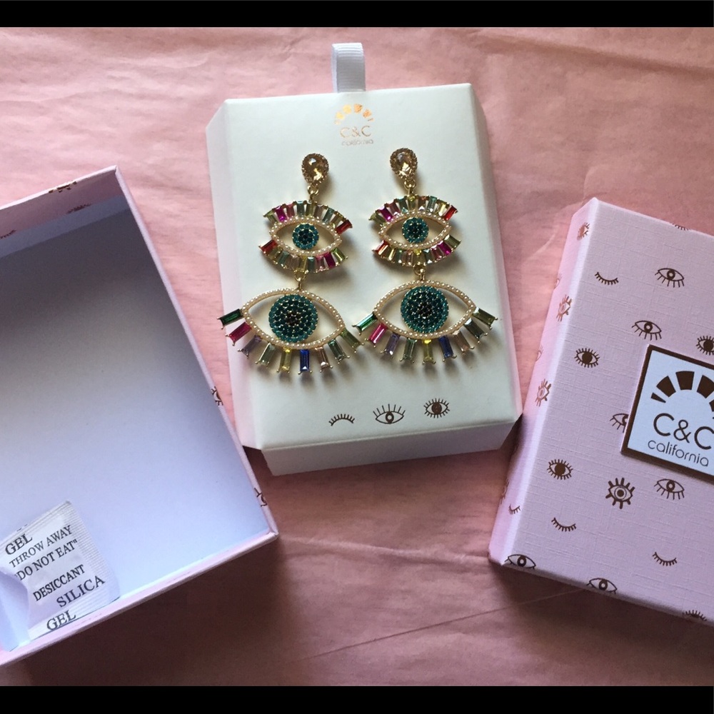 Evil Eye Earrings New by C&C California - Picture 12 of 14